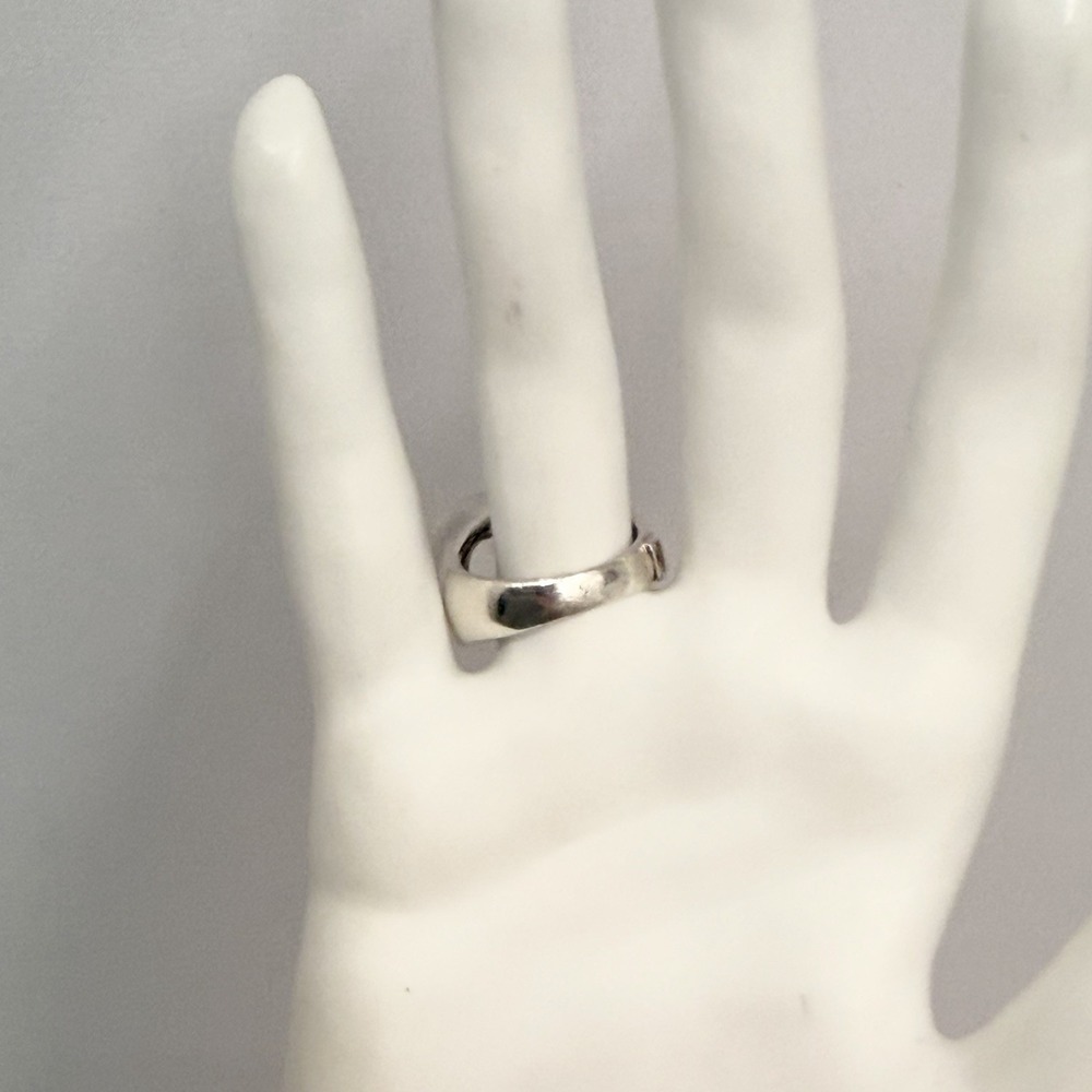 Vintage ELLE Sterling Cubic Zirconia Ring Modernist Style 10 Grams Size 7 1/4 - Picture 4 of 14